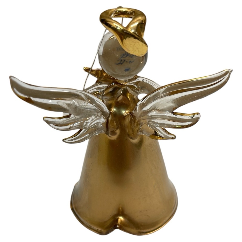 Vintage AVON 1997 Gilded Glass ANGEL ORNAMENT 3.5"  22K Gold in‎ Box - Picture 3 of 5